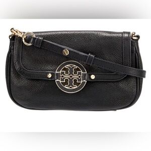 Tory Burch Amanda Black Crossbody Bag with Gold Accents